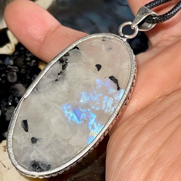 Large Rainbow Moonstone Pendant 2 1/2” - Picture 8 of 17